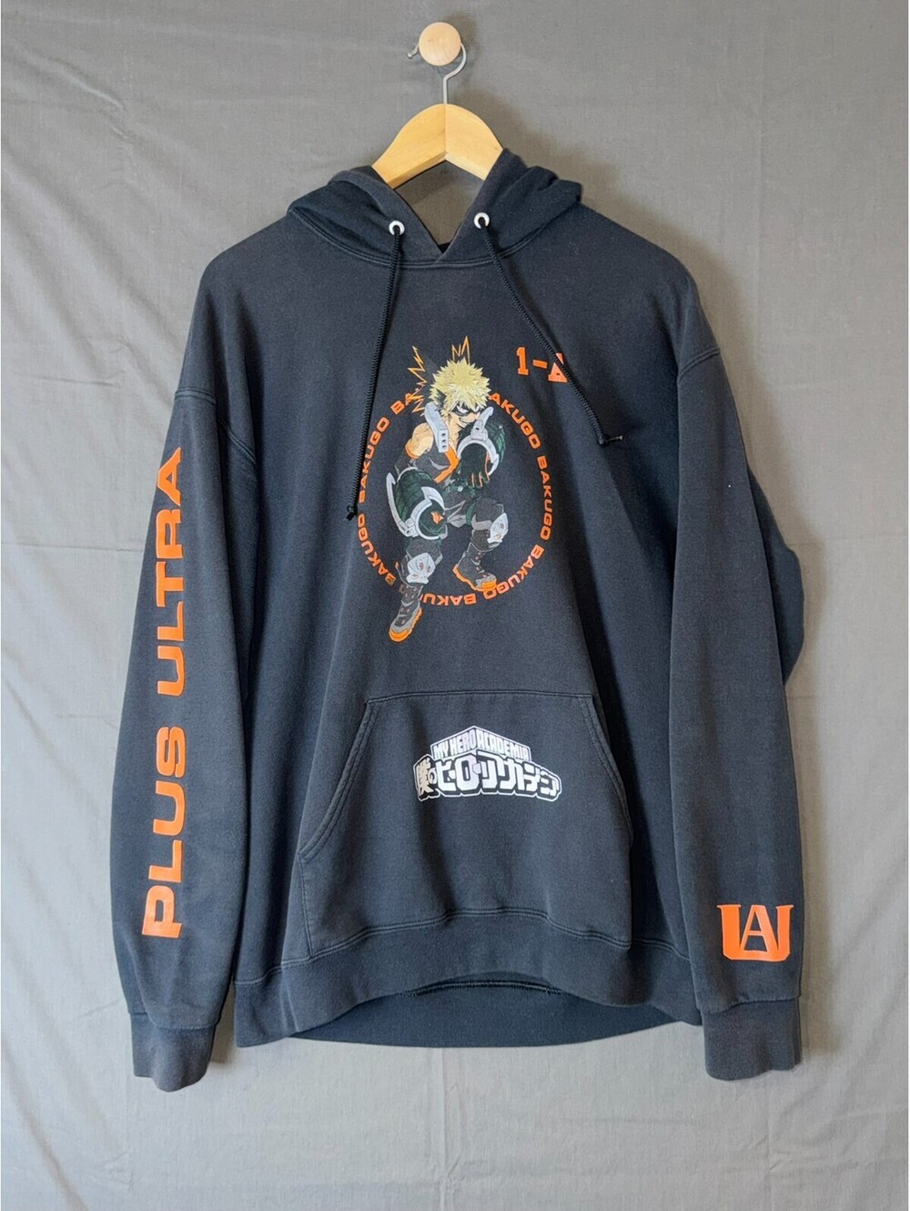 My Hero Academia Bakugo Hoodie Men’s L Black Plus Ultra UA Licensed Funimation A